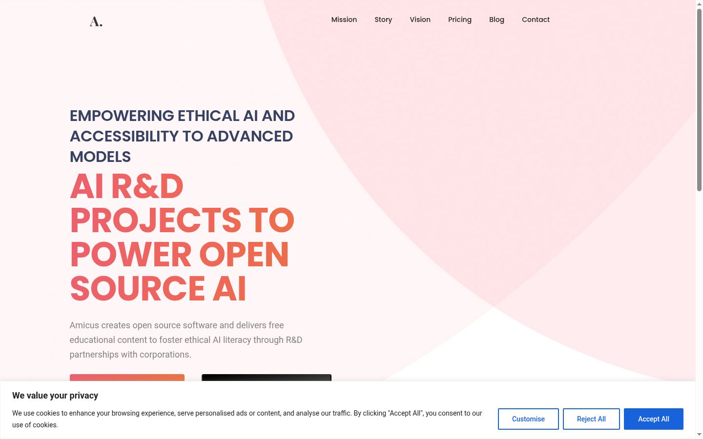 Screenshot of the consent banner shown before any interaction