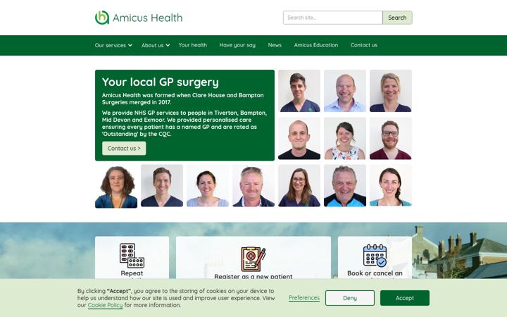 Screenshot of amicushealth.nhs.uk