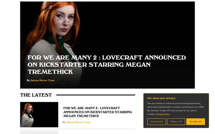Screenshot of amicushorror.co.uk