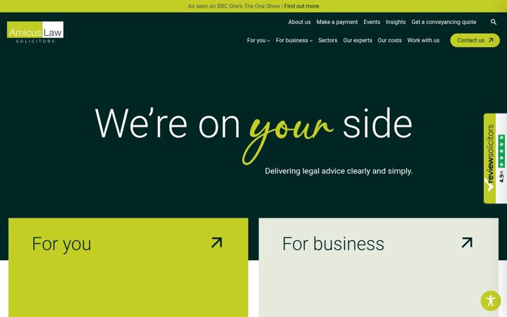 Screenshot of amicuslaw.co.uk