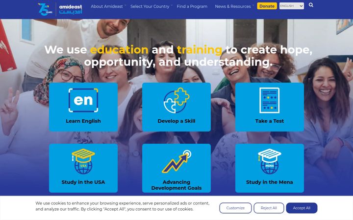Screenshot of amideast.org