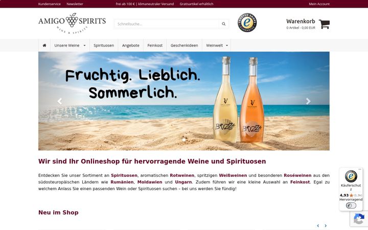 Screenshot of amigo-spirits.de