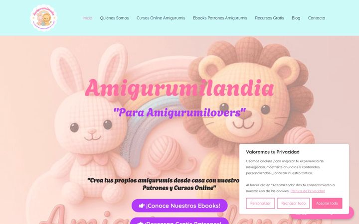 Screenshot of amigurumilandia.com