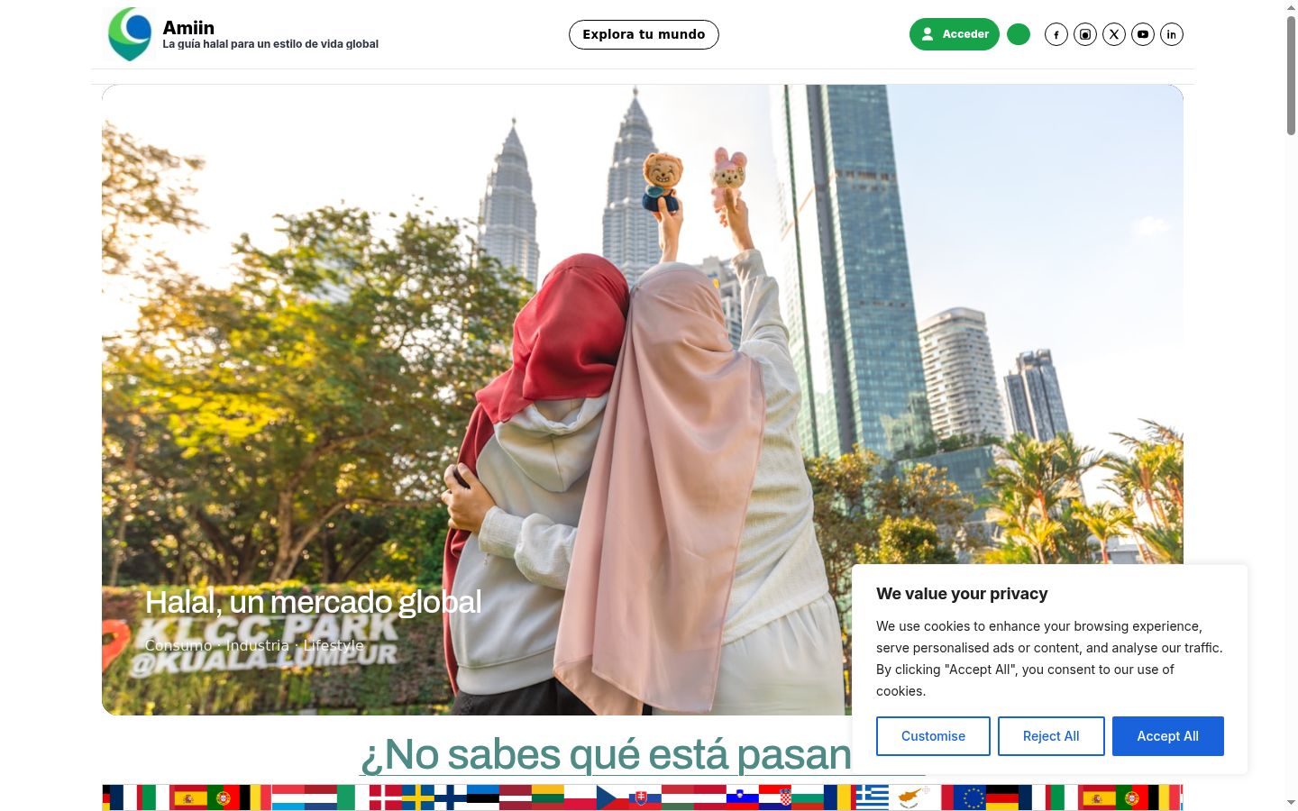 Screenshot del banner di consenso mostrato prima di qualsiasi interazione