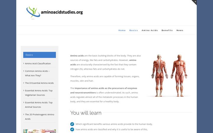 Screenshot of aminoacidstudies.org