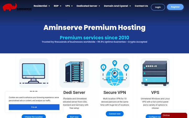 Screenshot of aminserve.com