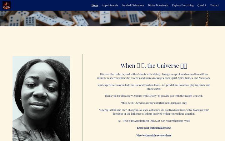 Screenshot of aminutewithmelody.com