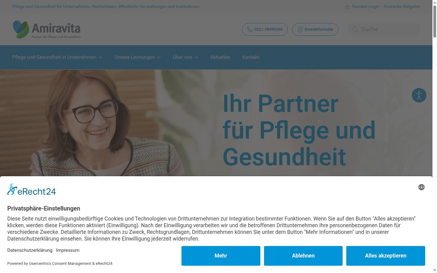 Screenshot del banner di consenso mostrato prima di qualsiasi interazione