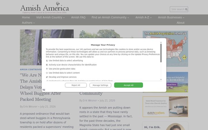 Screenshot of amishamerica.com