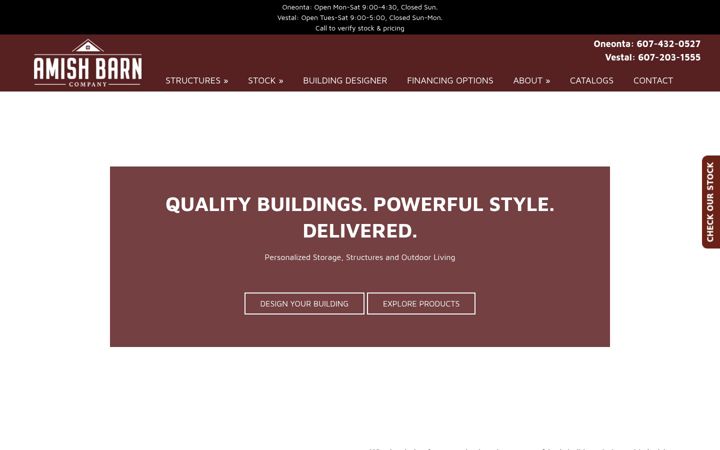 Screenshot of amishbarnco.com