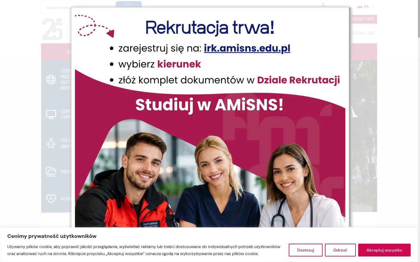 Posnetek zaslona pasice za privolitev, prikazane pred kakršno koli interakcijo