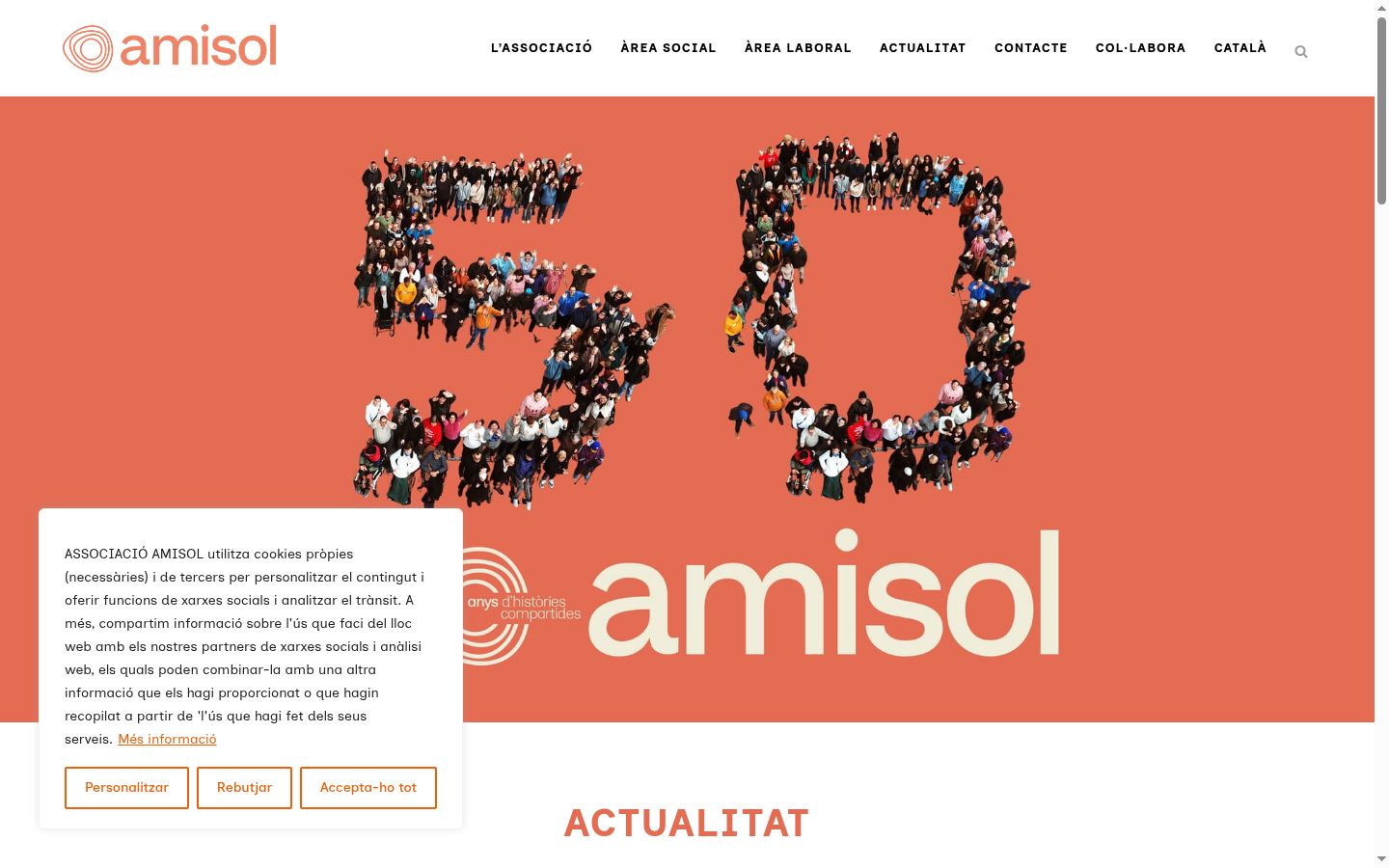 Captura de pantalla del banner de consentimiento mostrado antes de cualquier interacción