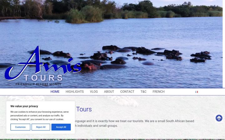 Екранна снимка на amistours.co.za