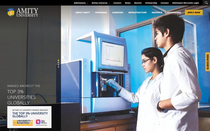 Screenshot van amity.edu
