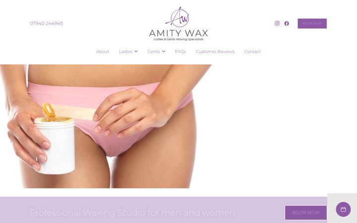 Kuvakaappaus sivustosta amitywaxing.uk