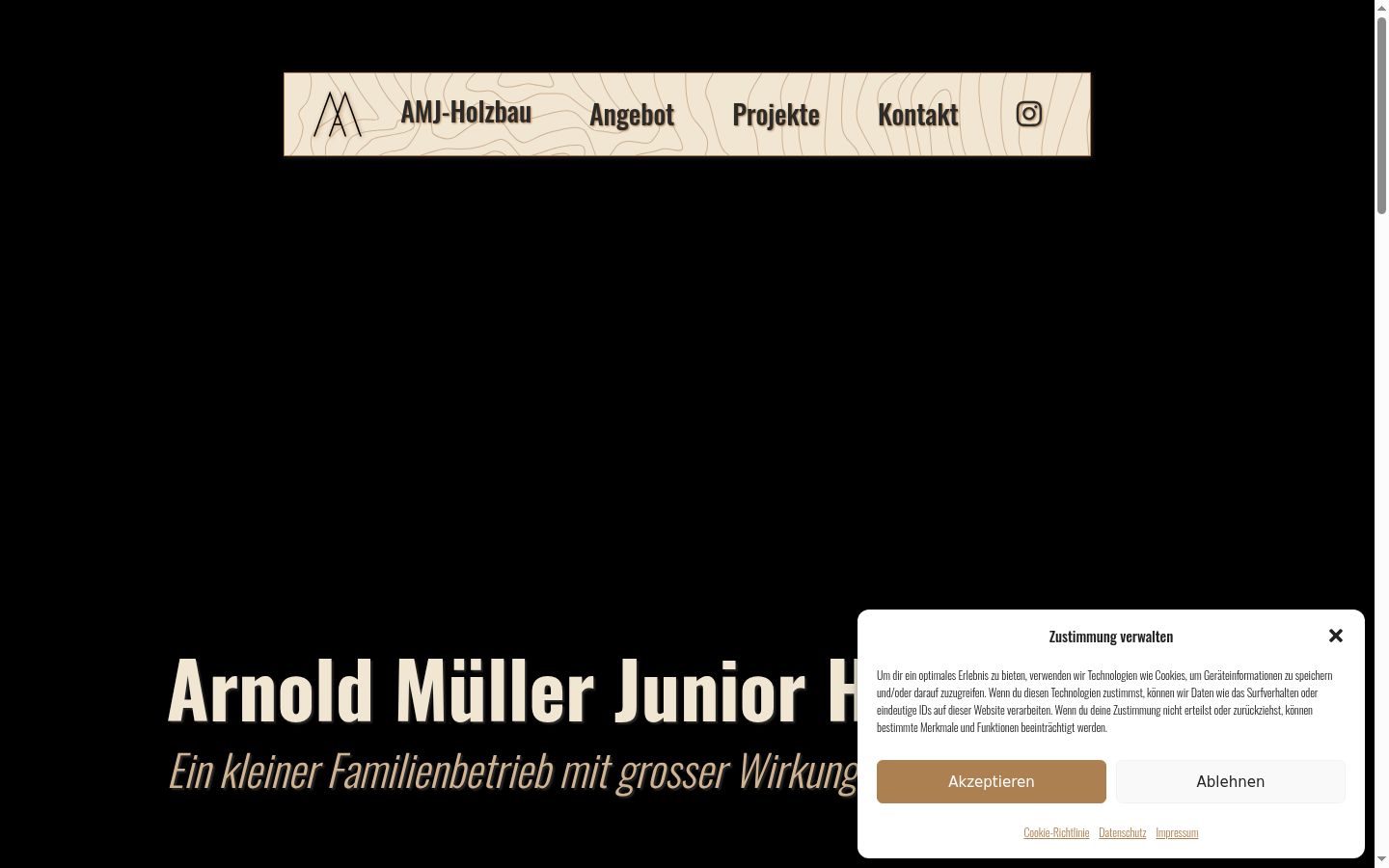 Screenshot des Einwilligungsbanners vor jeglicher Interaktion