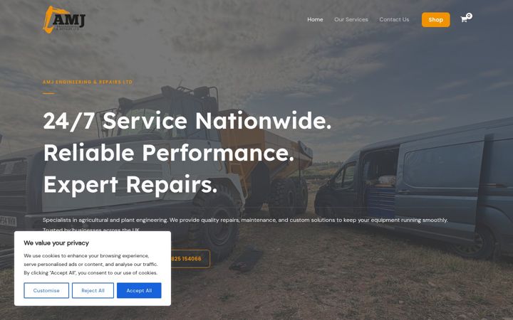 Screenshot of amjmachinerysales.co.uk