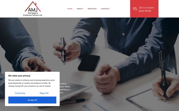 Captură de ecran a amjmortgageadvisor.co.uk