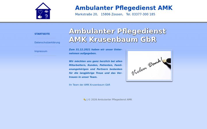Screenshot of amk-hauskrankenpflege.de