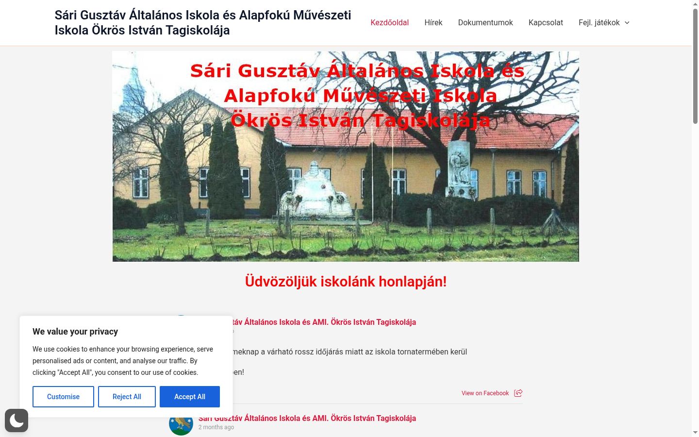 Képernyőkép a bármilyen interakció előtt megjelenő hozzájárulási bannerről