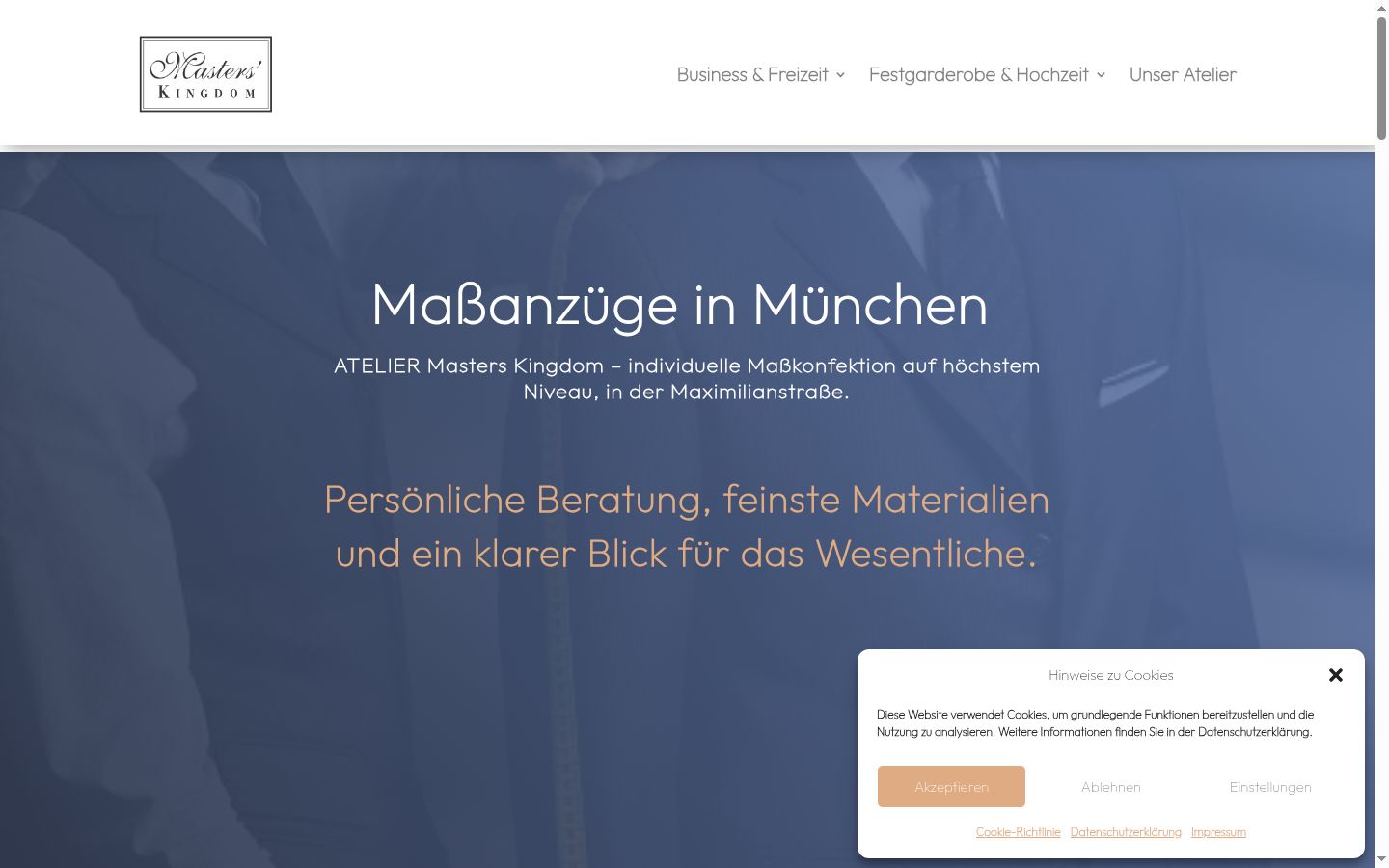 Screenshot des Einwilligungsbanners vor jeglicher Interaktion