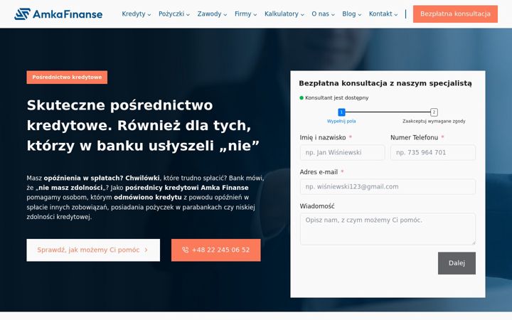 Snímek obrazovky amkafinanse.pl