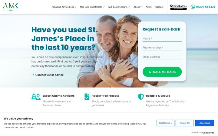 Screenshot of amklegal.co.uk