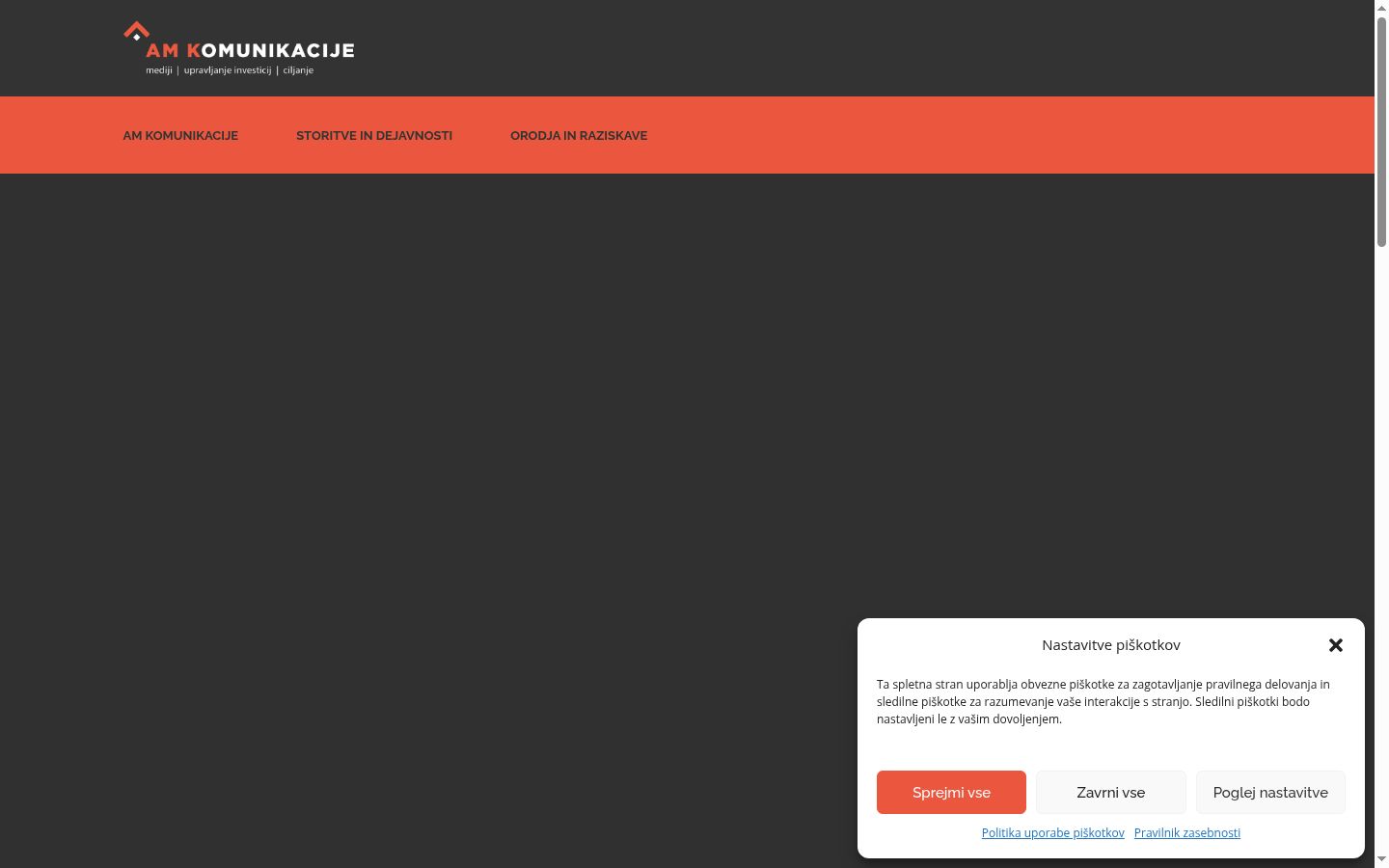 Screenshot des Einwilligungsbanners vor jeglicher Interaktion