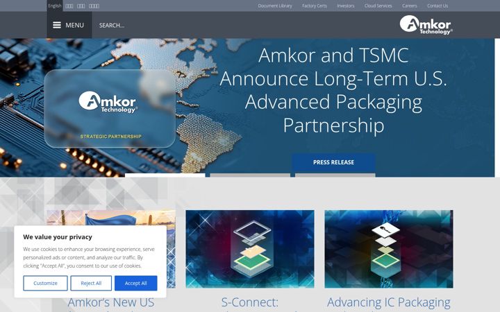 Screenshot of amkor.com