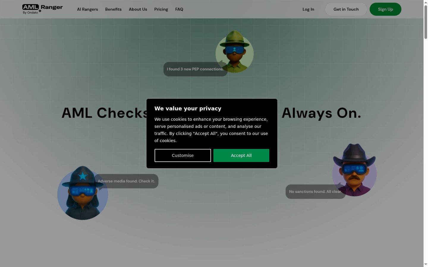 Screenshot del banner di consenso mostrato prima di qualsiasi interazione