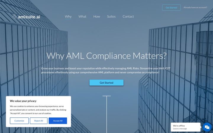 Screenshot of amlsuite.ai