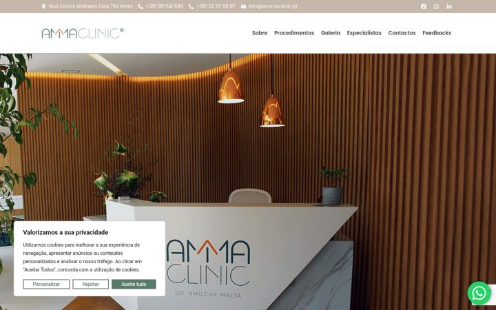 Ekraanipilt saidist ammaclinic.pt