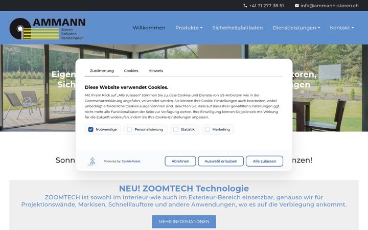 Ekrano kopija ammann-storen.ch