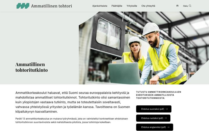 Screenshot of ammatillinentohtoritutkinto.fi