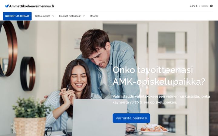 Skjermbilde av ammattikorkeavalmennus.fi