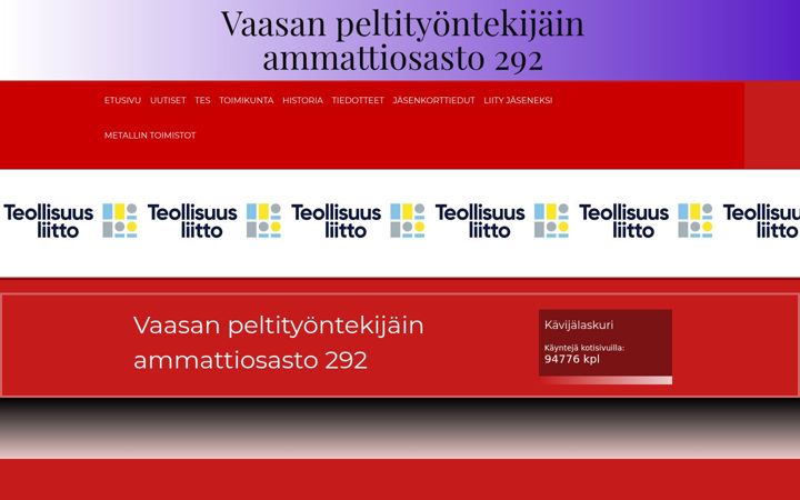 Screenshot of ammattiosasto292.com