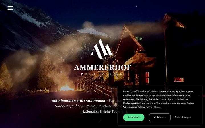Ekrano kopija ammererhof.at