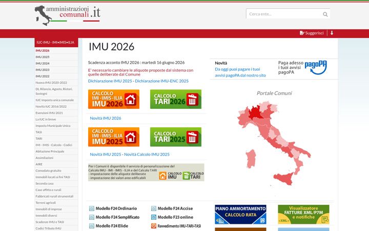 Screenshot of amministrazionicomunali.it