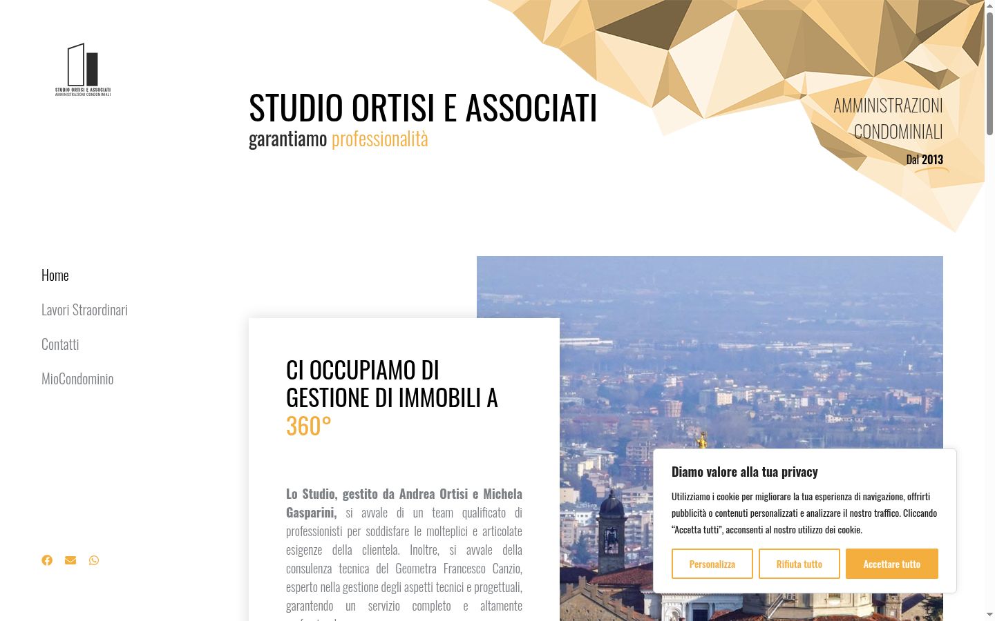 Screenshot del banner di consenso mostrato prima di qualsiasi interazione