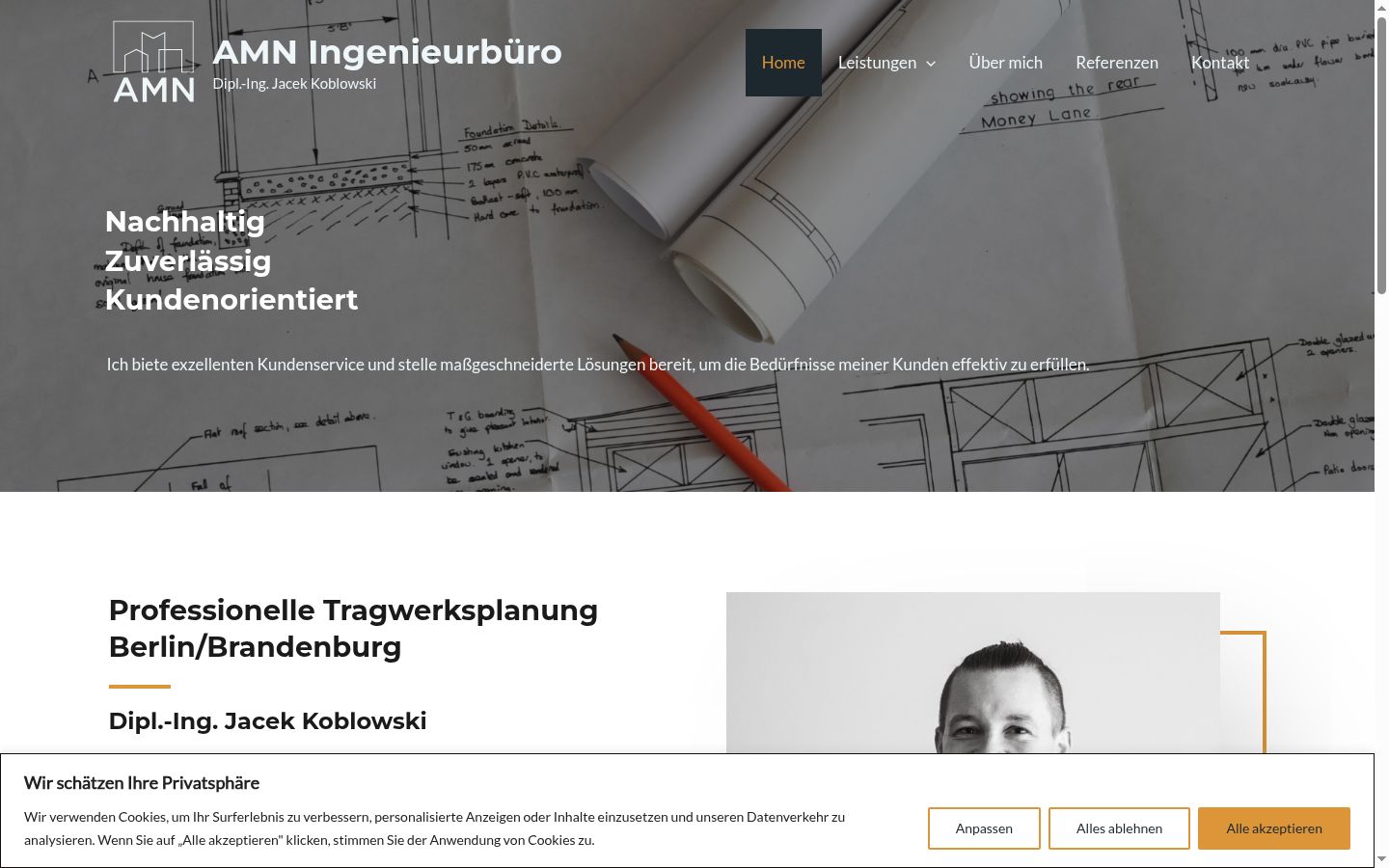 Screenshot des Einwilligungsbanners vor jeglicher Interaktion