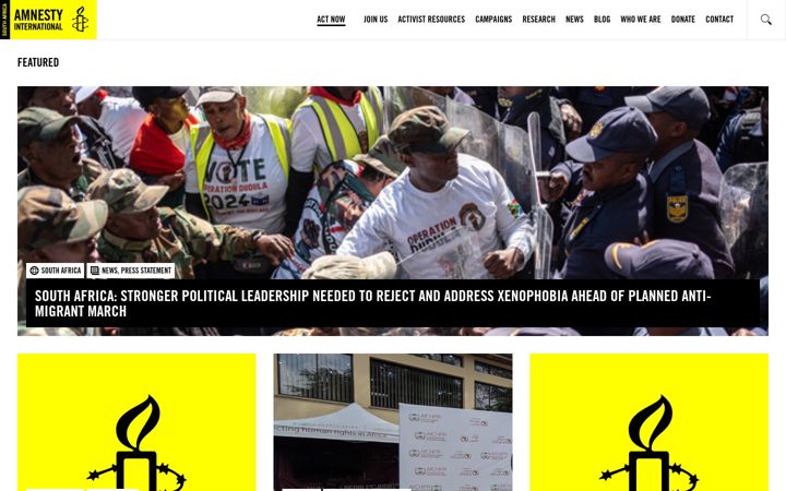 Екранна снимка на amnesty.org.za