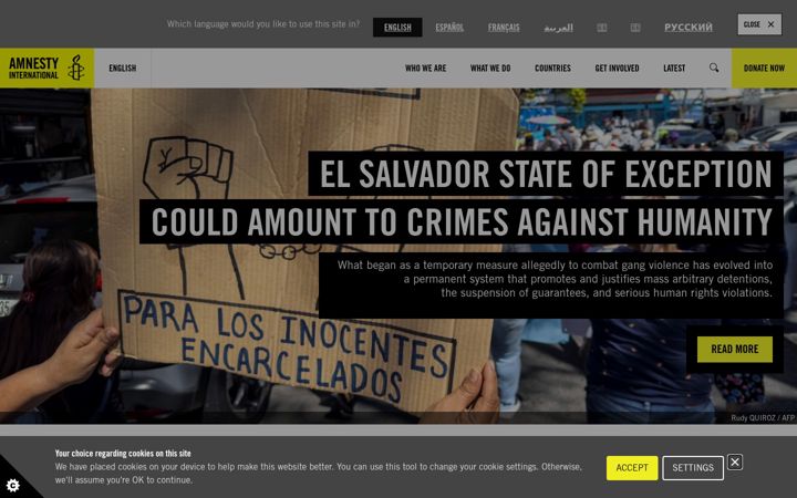 Ekraanipilt saidist amnesty.org