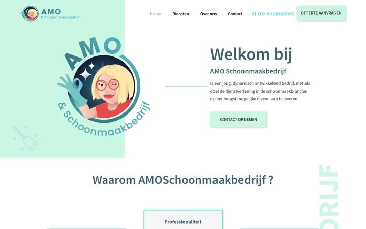 Screenshot di amo-schoonmaakbedrijf.nl