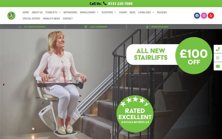 Skærmbillede af amobilityshop.co.uk