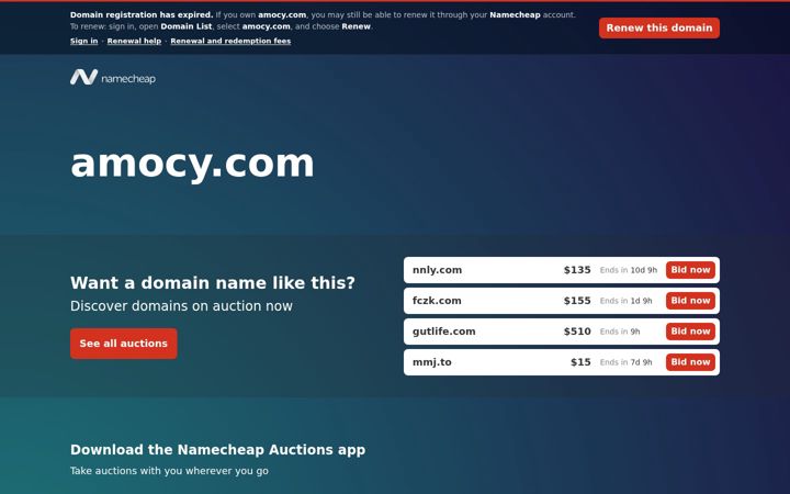 Screenshot of amocy.com