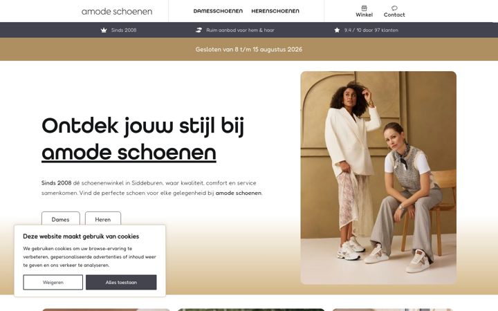 Screenshot of amodeschoenen.nl