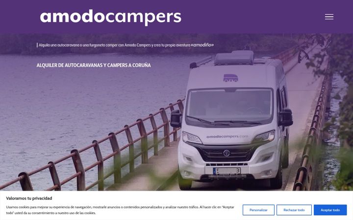 Screenshot of amodocampers.com