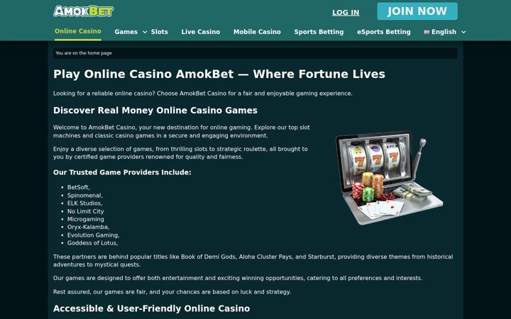 Screenshot of amok-bet.com