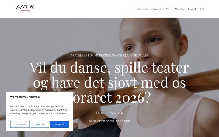 Screenshot of amok-fritid.dk