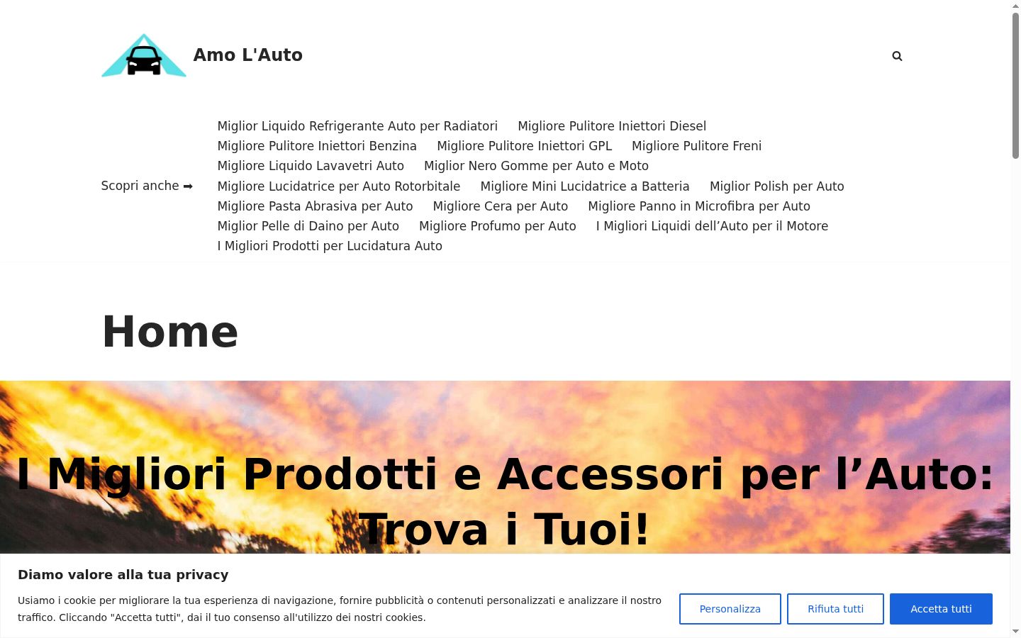 Screenshot del banner di consenso mostrato prima di qualsiasi interazione